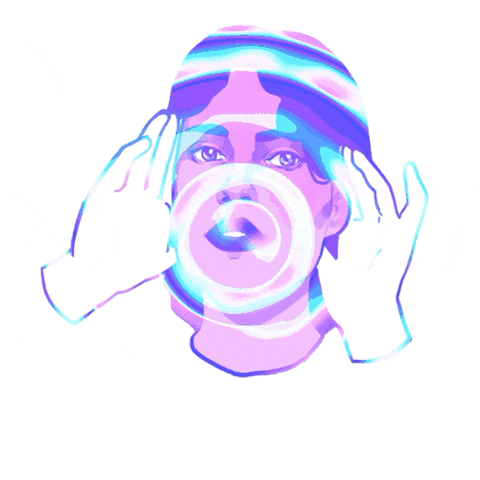 Woman transforming her face