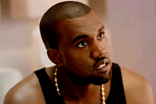 Kanye West shakes his head in disbelief