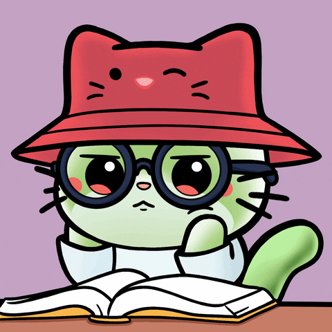 Mochimons cat kitty reading study GIF