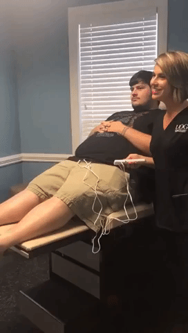 Dad tries out labour pain simulator to experience what his