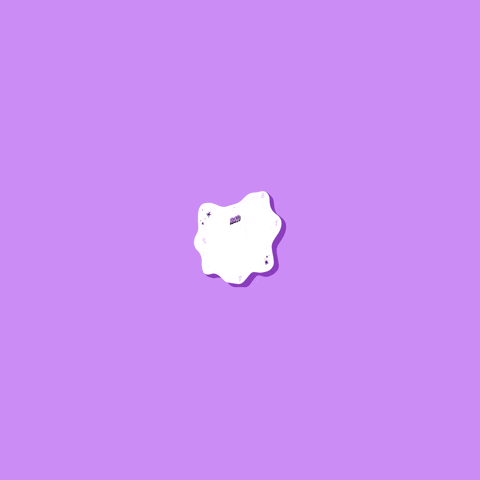 Digital art gif. Inside an oblong, undulating white and purple shape sitting in front of a violet background are the words, "Aborto legal, seguro y gratuito!"