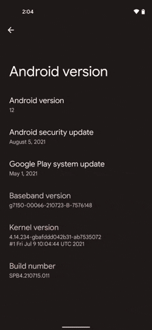 Android 12 Easter Egg GIF