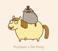 cat fat pony GIF by Pusheen