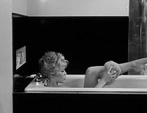 bathing black and white GIF