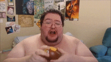 fat guy eating GIF