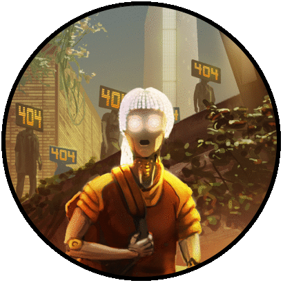 Glitch Robot Sticker by Just A Gent