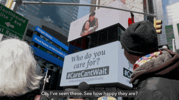 CaringAcrossGenerations nyc times square billboards caregiving GIF