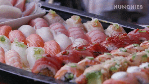 sushi sushiboat GIF by Munchies