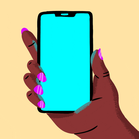 Digital art gif. Manicured cartoon hand holds a smartphone, the bright blue screen of which shows the number 9-1-1 crossed out above the message, "9-8-8 for mental health support," all against a cream background.