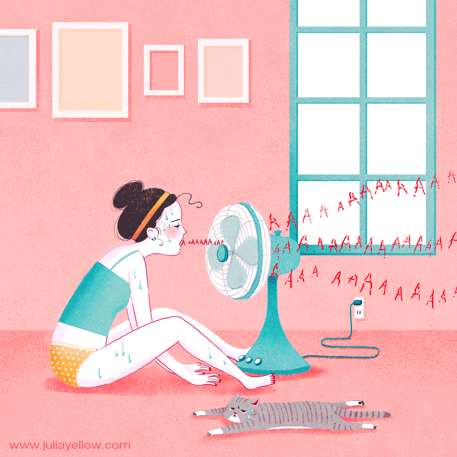 Heat Wave Cat GIF by Julia Yellow Find & Share on GIPHY
