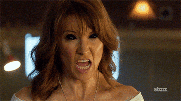 angry lucy lawless GIF by Ash vs Evil Dead