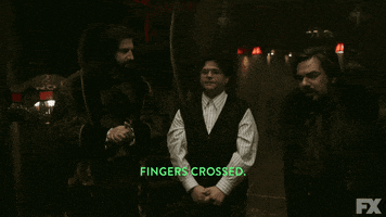 matt berry fingers crossed GIF by What We Do in the Shadows