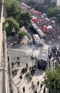 Police Use Water Cannon and Tear Gas on Crowd Outside Golden Dawn Trial