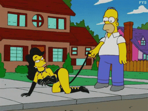 GIF I Simpsons e il BDSM / Homer tiene una donna al guinzaglio