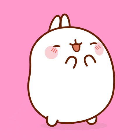 Kawaii gif. Molang claps its hands excitedly.