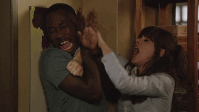  fight new girl zooey deschanel lamorne morris GIF