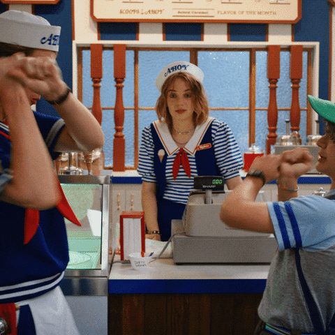 Joe Keery Secret Handshake GIF by Stranger Things - Find & Share on GIPHY