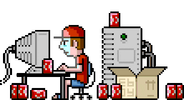 Pixel Working Sticker by eBoy