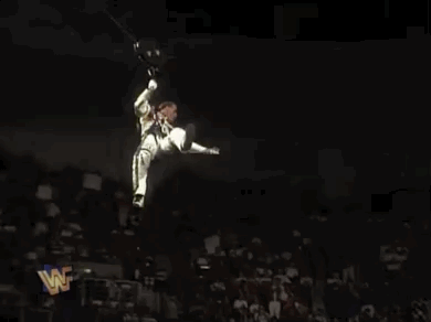 HBK hangs down a zipline 