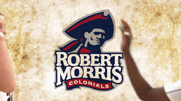 High Five College Basketball GIF by Robert Morris University Athletics