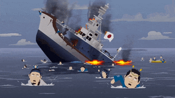 boat sinking swimming GIF by South Park 