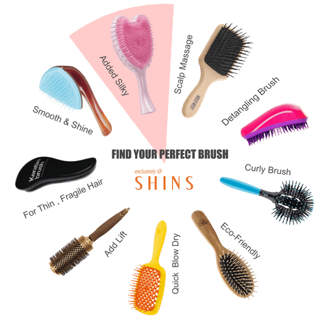 shins hair brush for different hair GIF