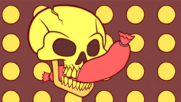 skull sausage GIF by Catoblepas