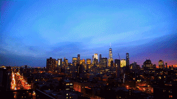 Changing Rainbow Northern Lights Traffic City Night GIF