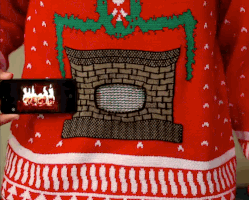 Fireplace Christmas Sweater GIF