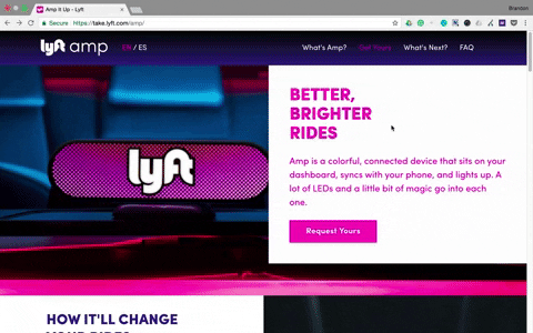 this gif showcases Lyft's use of anchor tags on their AMP landing page