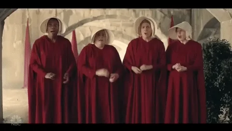 shocked handmaids tale GIF by Saturday Night Live