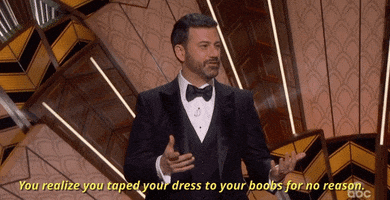 oscars 2017 you realize you taped your dress to your boobs for no reason GIF by The Academy Awards