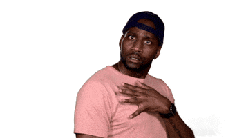 Celebrity gif. Staring directly at us, DeStorm Power places a hand on his chest and leans back with a look of concern on his face, eyes wide.