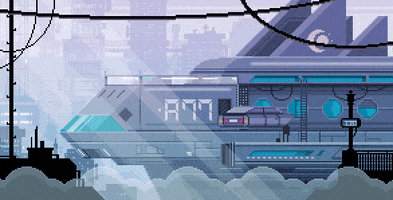 valenberg animation pixelart future city GIF
