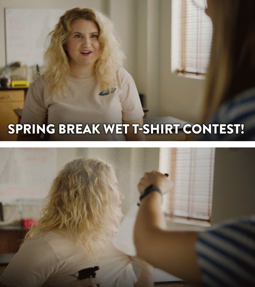 jillian bell spring break. wet t-shirt contest GIF by Idiotsitter