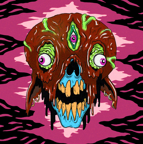 mykelcourtney rainbow horror skull goblin GIF