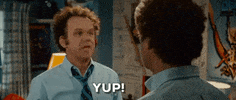 Movie gif. John C. Reilly as Dale in Step Brothers nods his head dramatically and says, “yep!”