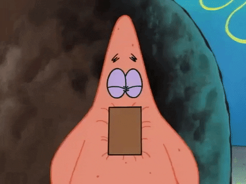 Patrick Star from Spongebob Squarepants excitedly unwrapping a gift that reveals a trophy. Captions read, "An award? I've never received one before!"