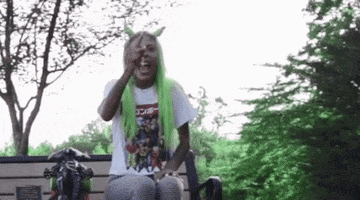 confused green hair GIF by Rico Nasty