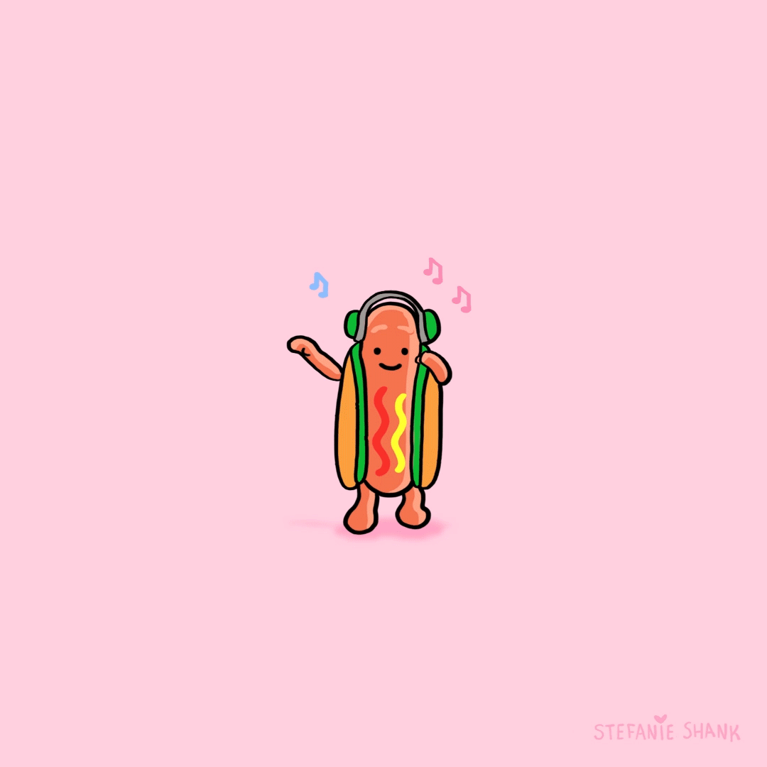 Happy Hot Dog GIF by Stefanie Shank Find & Share on GIPHY