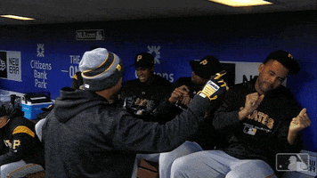 pittsburgh pirates dugout GIF by MLB