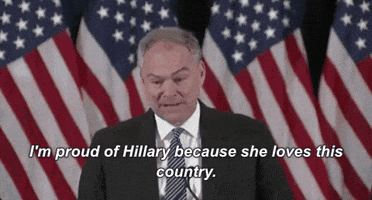 tim kaine i'm proud of hillary because she loves this country GIF by Election 2016