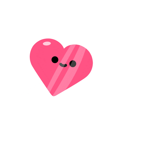 Kawaii gif. Two pink hearts slide back and forth, smiling sweetly at each other.