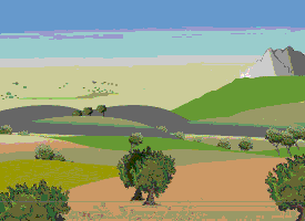 alsurderomero paisaje con camiones GIF