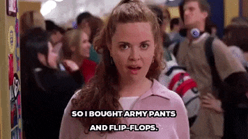 mean girls so i bought army pants and flip flops GIF