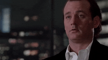 Movie gif. Bill Murray as Frank is Scrooged looks woozy as his eyes roll up before he faints.  
