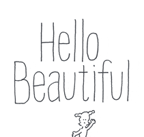 Cartoon gif. Chippy the dog waves, and large text above him reads "hello beautiful."
