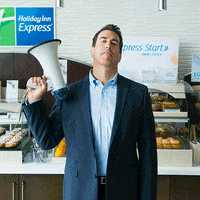 rob riggle bull horn GIF by Holiday Inn Express