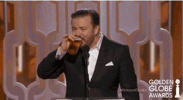ricky gervais beer GIF by Golden Globes