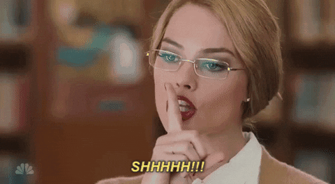 Be Quiet Margot Robbie GIF by Saturday Night Live - Find & Share on GIPHY
